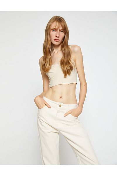 Koton Riemchen-Bustier aus Leinenmischung