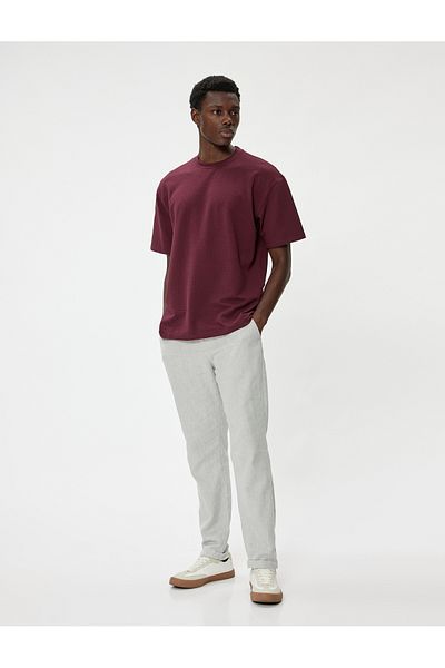 Koton T-shirt με υφή από βαμβακερό κοντό μανίκι με λαιμόκοψη