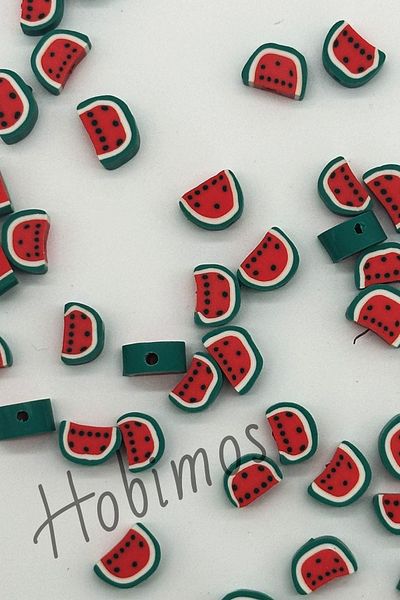 Hobimos 100 Pieces Palestine Resistance Symbol Half Watermelon Slice Fimo Beads