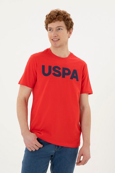 U.S. Polo Assn. Tricou roșu de bază pentru bărbați, cu croială normală, cu decolteu 50279620 -vr030