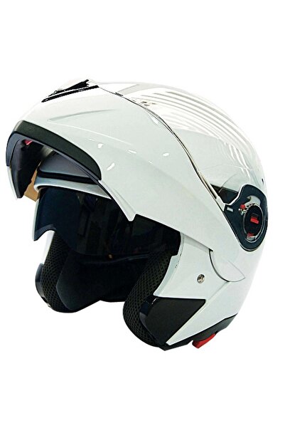 Free-M FR-961 BEYAZ ÇENE AÇILIR GÜNEŞ VİZÖRLÜ KASK