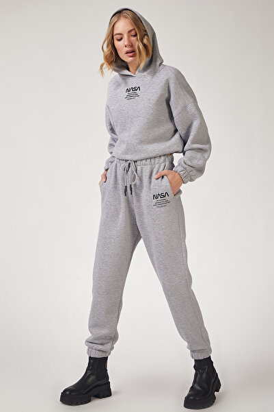 Lovelyİstanbul Polarlı Baskılı Eşofman Takımı GRİ LDD0081