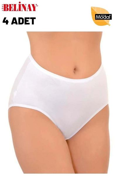 Belinay 069 Model High Waist White Modal Women's Panties - 4 Pieces
