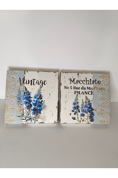 IremTasarimAtolyesi 2-Piece Wooden Panel Wall Decoration - Hand Painted