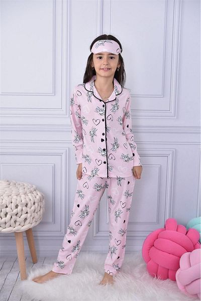 LİLLYPİCCA Girl's Rabbit Patterned Long Sleeve Pajama Set + Eye Patch Included