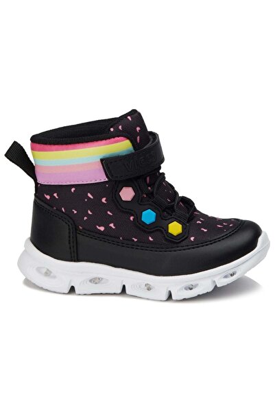 Vicco Mizu Işıklı Phylon Taban Ortopedik Çocuk Boğazlı Spor Ayakkabı SİYAH-PEMBE