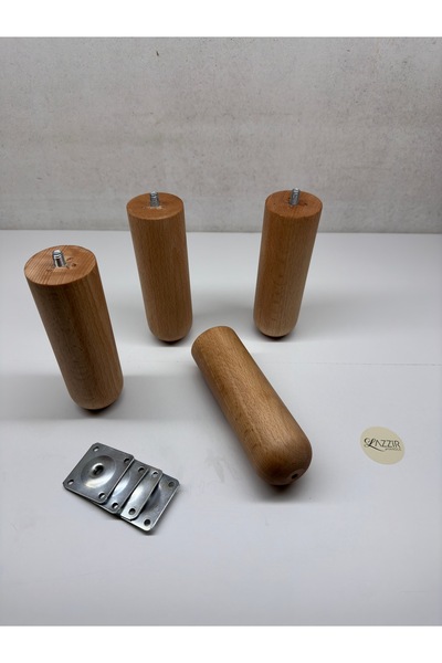 lazzir handle Ahşap Yuvarlak Ayak 5 Cm Çap 16 Cm Yükseklik -4 Lü Ayak Set Montaj Aparat Dahil