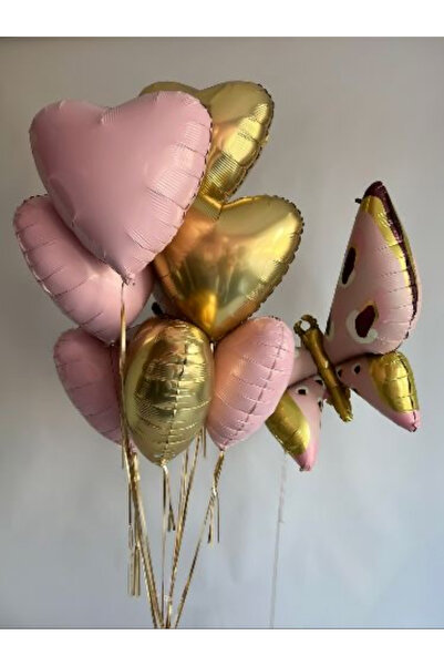 Partifabrik مجموعة بالونات من الذهب الوردي مكونة من 8 قطع على شكل فراشة