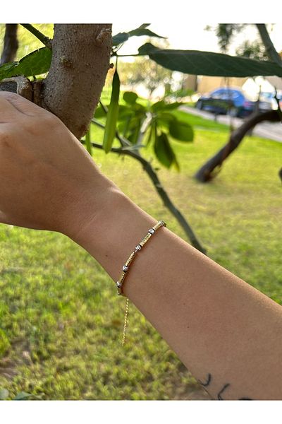 Moonjy Gold Leyla Dorika - Steel Cylinder Bracelet