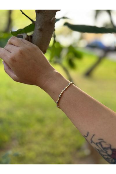Moonjy Gold Leyla Dorika - Steel Cylinder Bracelet