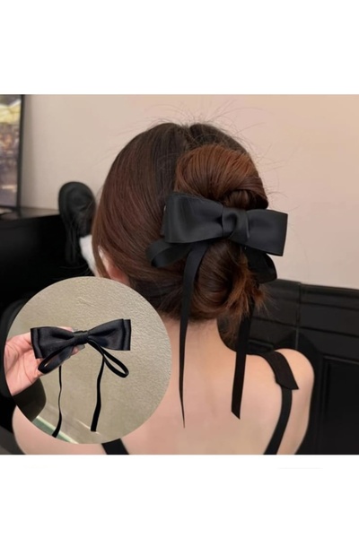 MAKSESUAR Kadın Siyah Fiyonk Otomatik Toka