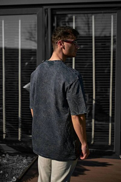 Namaste Vintage Oversize Washing Unisex T-Shirt with Cycling Collar Short Sleeves (Can Be Taken 1 Size Small)