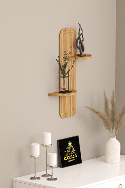 Cosargroup Dekoratif Piramit Mdf Mebran Kaplama Ahşap Desen Duvar Rafı 1 Adet