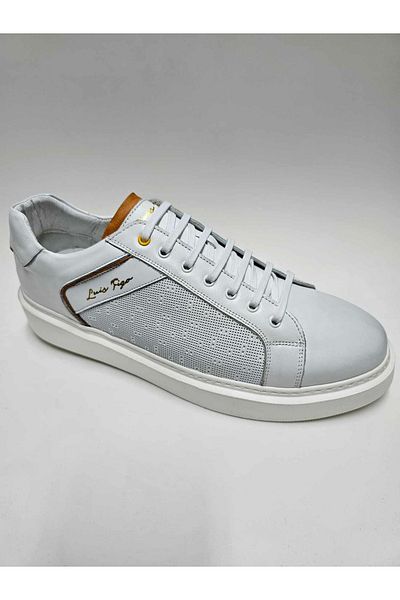Luis Figo Genuine Leather - White Casual Lace-Up Lightweight Eva Sole Men's Shoes (45-46...)