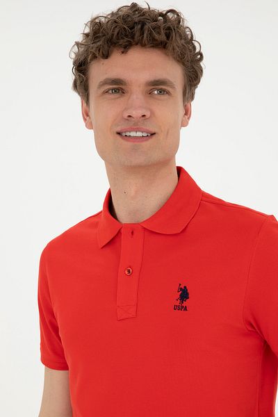 U.S. Polo Assn. Men's Slim Fit Polo Neck Red Basic T-Shirt 50279581 -Vr030