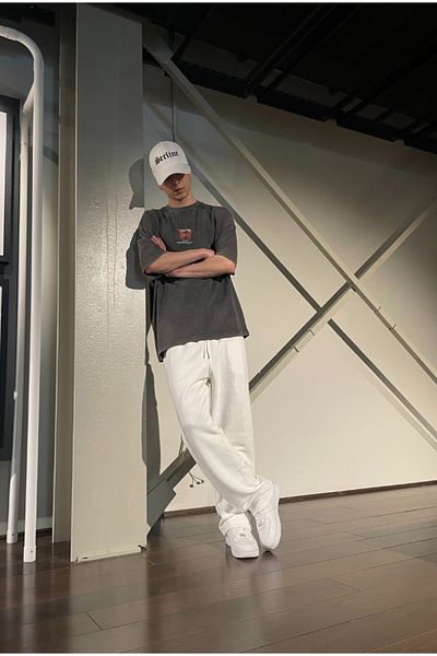 UYN SPORT Unisex White Baggy Combed Cotton Tracksuit