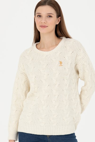 U.S. Polo Assn. سترة نسائية من Stone Melange برقبة دائرية 50277268-VR225
