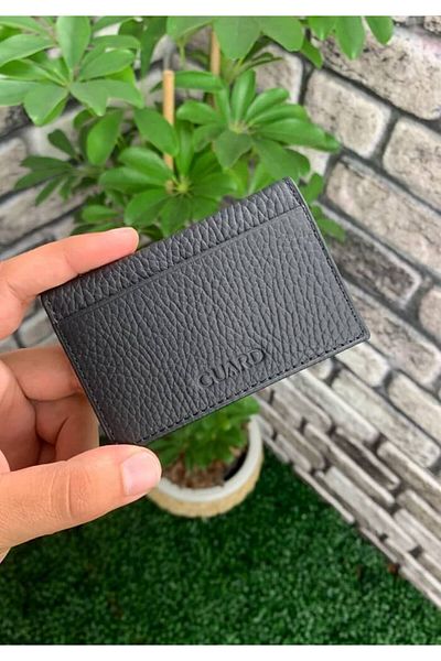 GUARD Genuine Leather Matte Black Card Holder for Men and Women - P1169