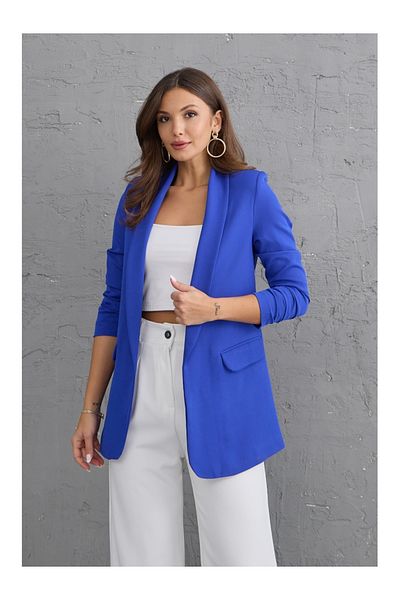 Elif Özbey Butik Jachetă Saks Blazer cu guler și mâneci adunate