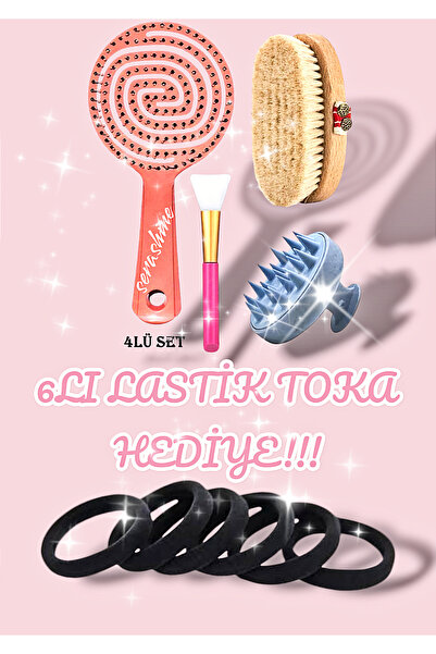 hbtasarim Perie naturală din păr de cal - Set de 4 pentru masaj și aplicare m...