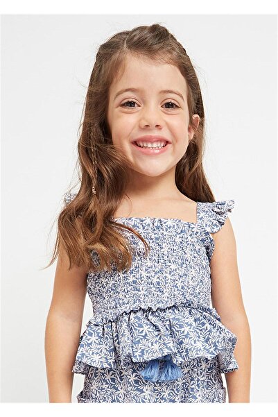 MAYORAL Bluză cu detalii cu frunze albe - Albastru