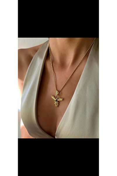 bellss accessory قلادة على شكل طائر الفينيق بسلسلة ذهبية اللون