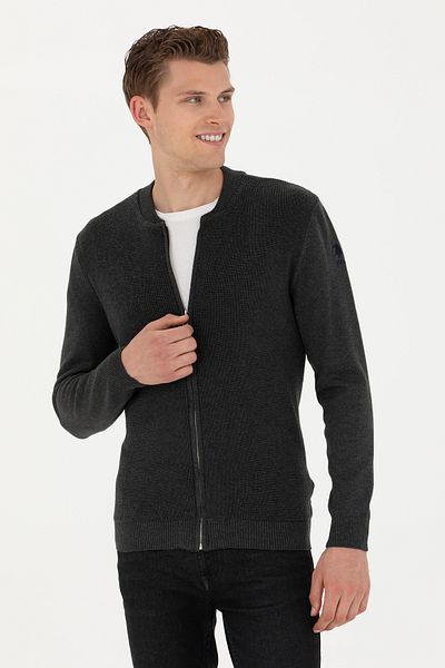 U.S. Polo Assn. Anthracite Melange Men's Knitwear Cardigan - Basic Model50277107-vr081