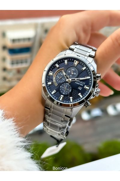 Ferrucci Brand Functions Active Smoke Color Steel Cord Men's Wrist Watch + Rosary Bracelet