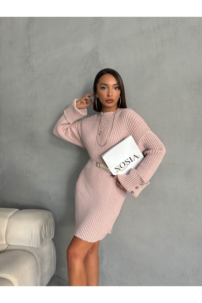 Nosia Tunica din tricot cu nervuri cu maneci cu nasturi