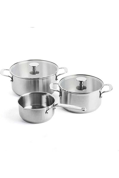 Kitchenaid Steel 3-Piece Pot Set (20cm + 24cm Pot & 16 cm Sauce Bowl)
