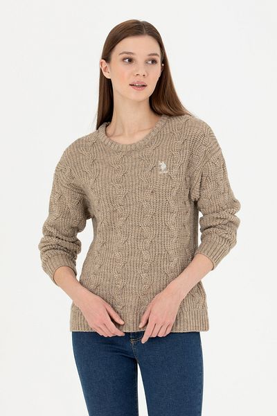 U.S. Polo Assn. Pulover de damă Sand Melange - Decolteu 50277268 -VR123