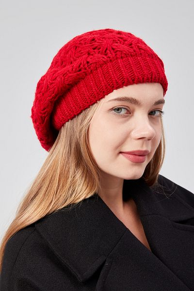derikem Women's Winter Stylish Knitwear Painter Knitted Beret