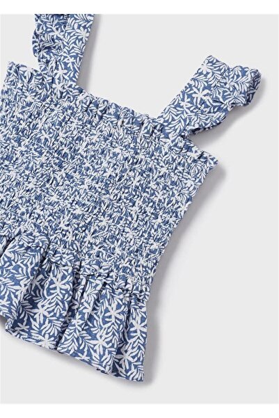 MAYORAL Bluză cu detalii cu frunze albe - Albastru