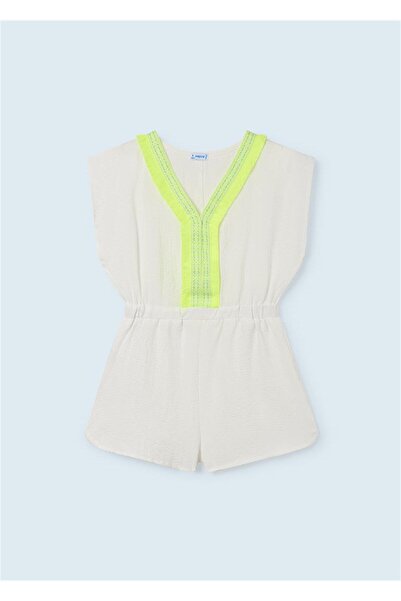 MAYORAL Neon Embroidered Jumpsuit - White