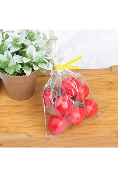 Dekals 100 Adet Puantiyeli Sarı Tel Klips Buzdolabı Poşeti Kapatma Teli Poşet Bağı Poşet Klipsi