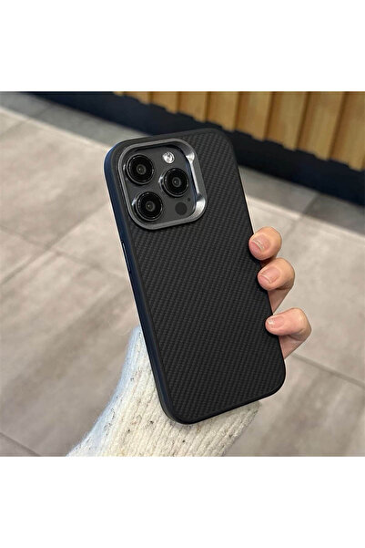 Aksesuarkolic Apple iPhone 14 Pro Max Fiber Desenli Sert Karbon Magsafe Özell...