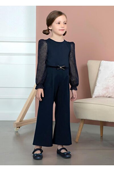 Abel & Lula Navy Blue Abel Lula Girl's Jumpsuit with Belt