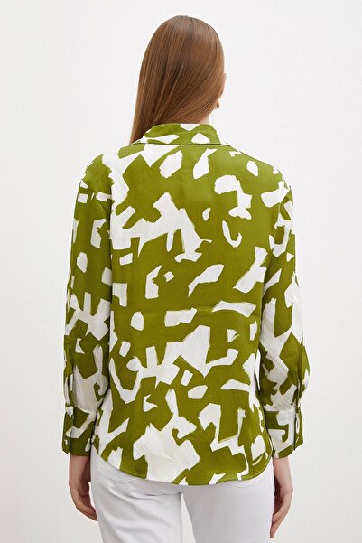 Never more Green Geometric Patterned Shirt