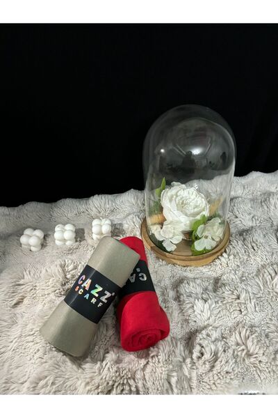 Lidya Şal Combed Cotton Shawl Set of 2 (Red and Green)