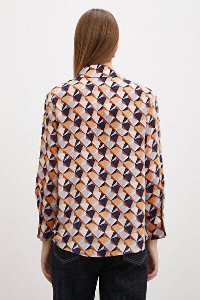 Never more Cămașă din satin cu model de culoare pulbere