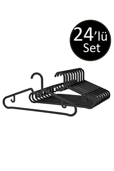 ESTİ 24 Pieces - Black Dress, Scarf, Shirt, T-Shirt Hanger Unbreakable Hanger