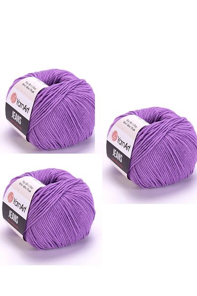 Yarnart Yarn Art Jeans Amigurumi Πλεκτό νήμα 72 Σκούρο μωβ Χρώμα Ζακέτα Πλεκτό νήμα Baby Floss Punch Floss 3 Συσκευασία