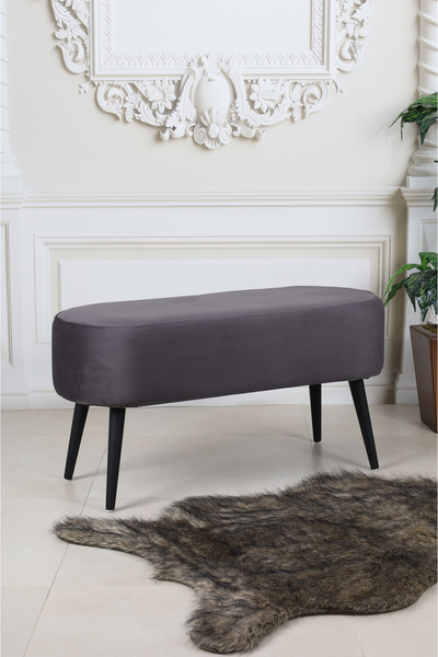 PUFMANYA LUNA ANTRASİT 90 CM LARGE SİYAH GÜRGEN AYAKLI ÇOK AMAÇLI PUF BENCH KOLTUK