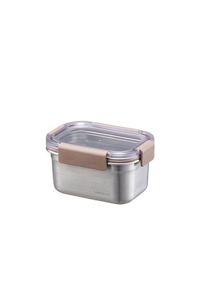 Lock & Lock Stainless Steel Oven & Storage Container with Quadrangular Lock 520 ml - Brown