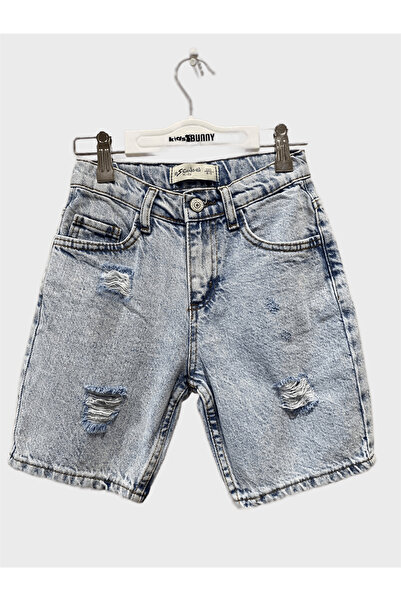 Escabel Yırtık Detaylı Kot Şort - Mavi