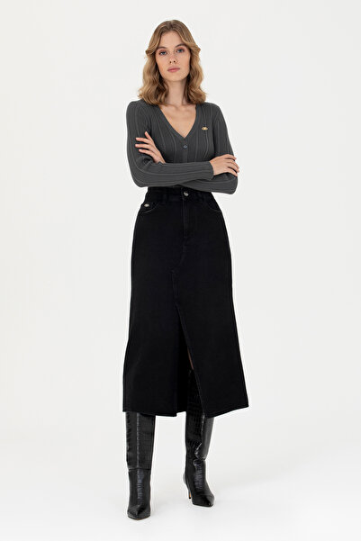 U.S. Polo Assn. Kadın Siyah Jean Etek 50276925-DN0027