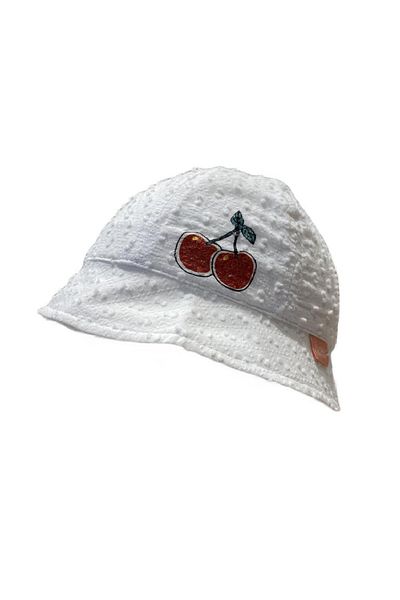 Kitti Cherry Baby Girl Hat - White