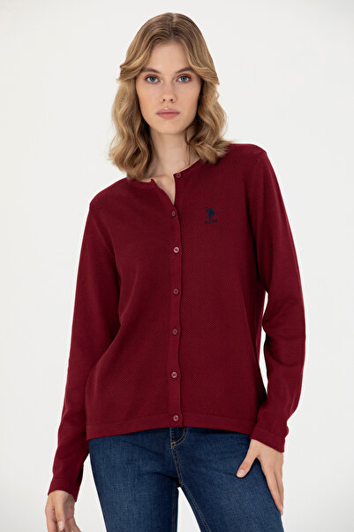 U.S. Polo Assn. Cardigan de damă Claret Red basic Tricotaj - 50276236-VR014