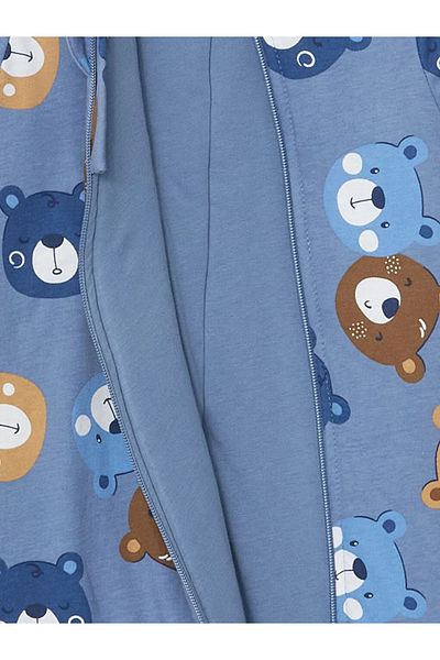 LC Waikiki Lcw Baby Matte Blue Printed 2.5 Tog Long Sleeve Baby Boy Jumpsuit