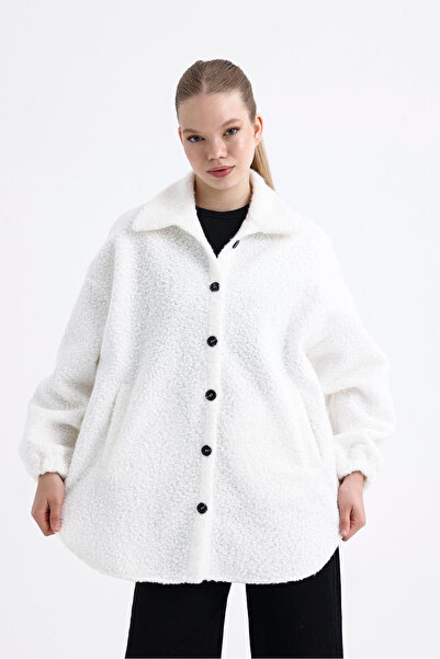 ZARİFSTORE White Oversize Boucle Shirt